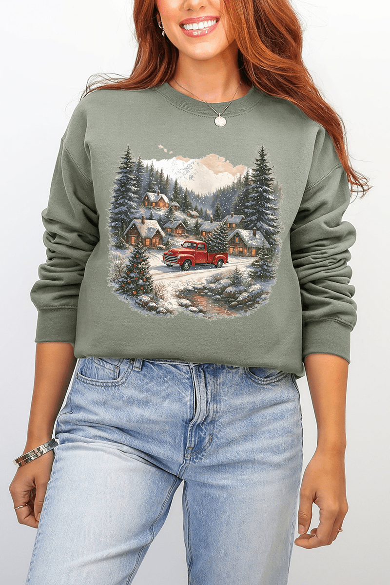 Snowfall On Main Street Ecosmart Crewneck Sweatshirt - Wholesale Accessory Market