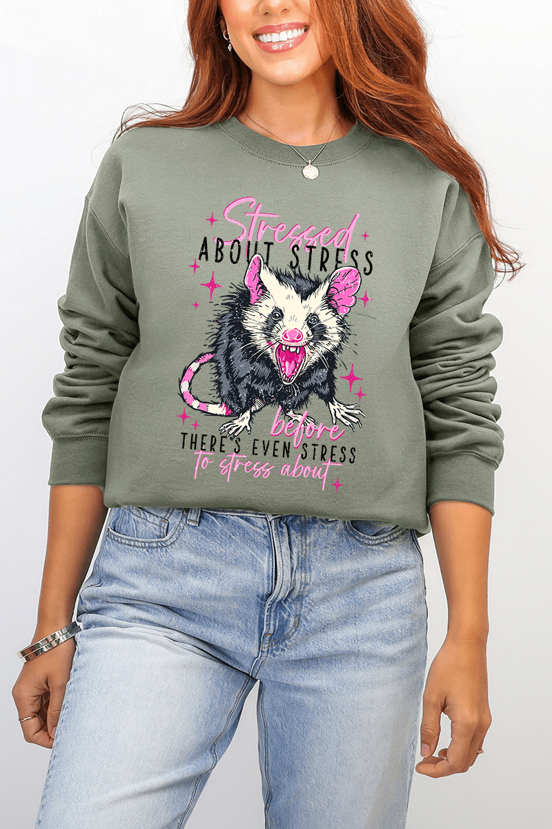 Stressed About Stress Ecosmart Crewneck Sweatshirt - Wholesale Accessory Market