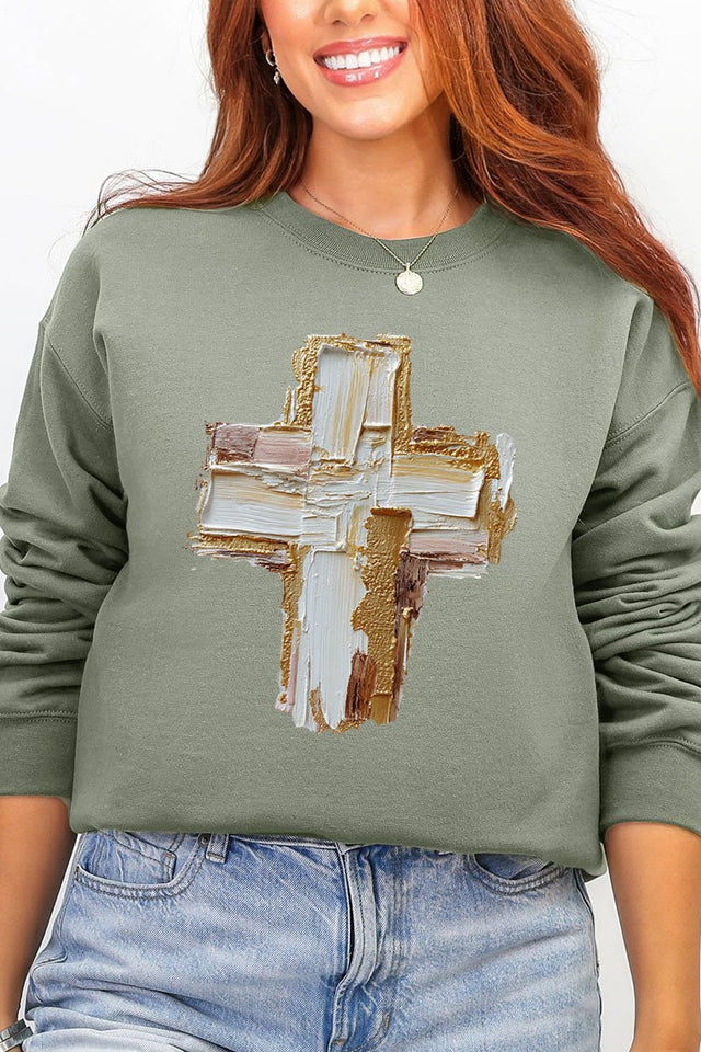 The Painted Gilded Cross Ecosmart Crewneck Sweatshirt - Wholesale Accessory Market