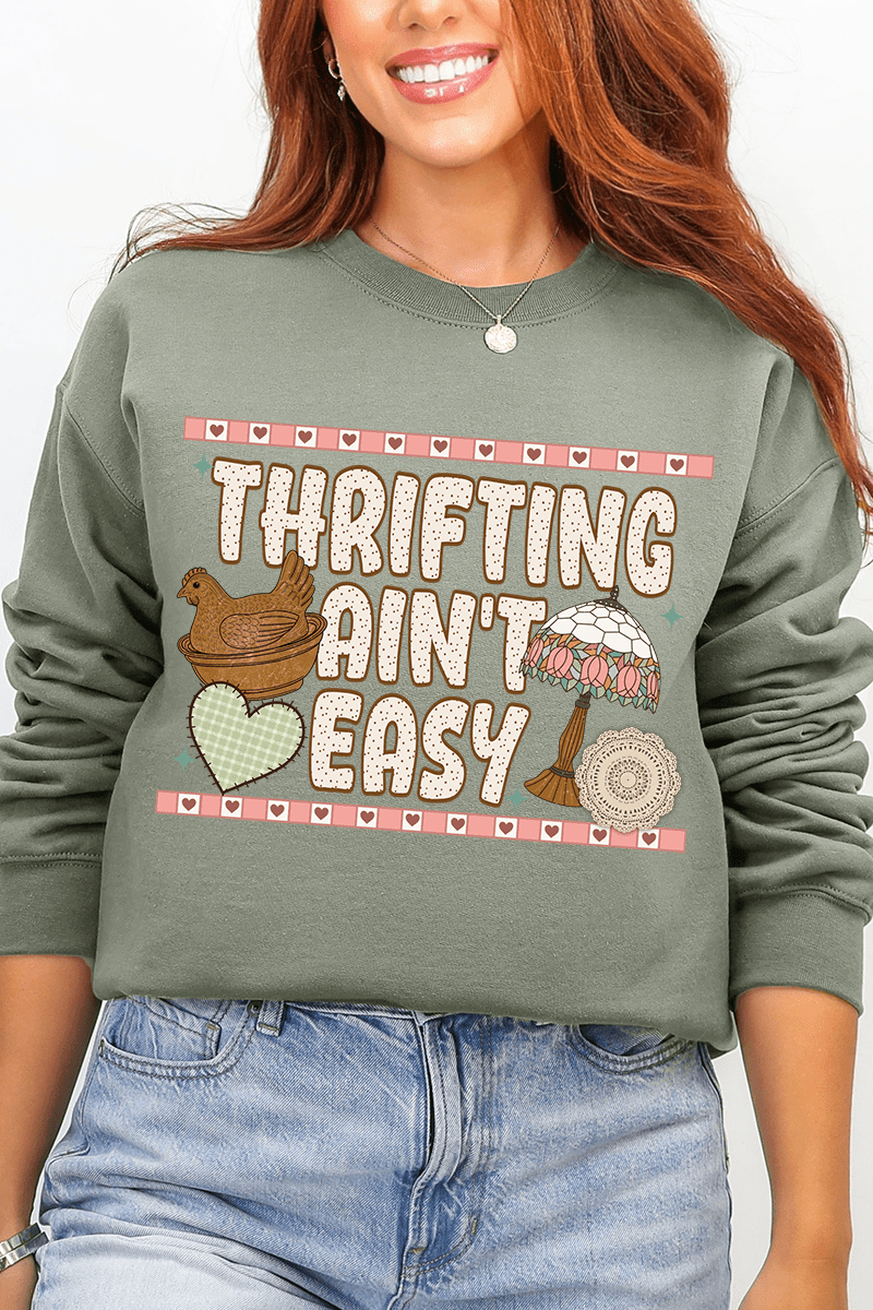 Thrifting Ain't Easy Ecosmart Crewneck Sweatshirt - Wholesale Accessory Market