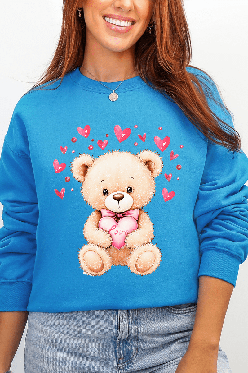 Teddy In Love Ecosmart Crewneck Sweatshirt - Wholesale Accessory Market