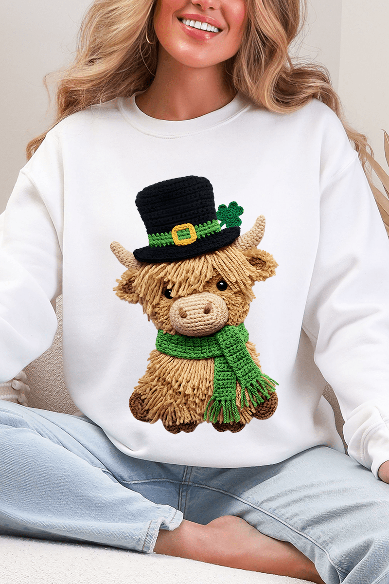 Shamrock & Moo Faux Yarn Ecosmart Crewneck Sweatshirt - Wholesale Accessory Market