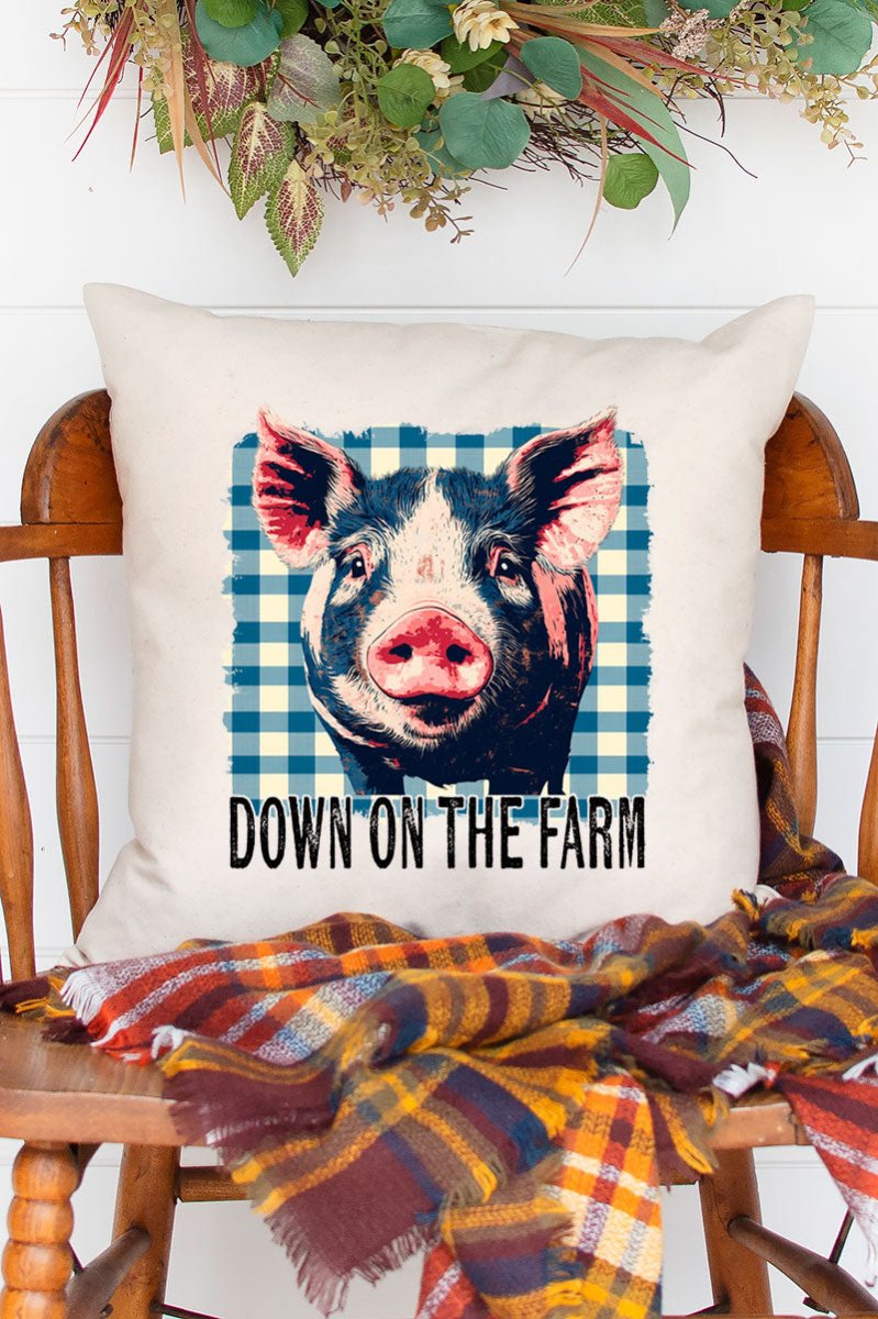 Down On The Farm Pig Decorative Pillow Cover - Wholesale Accessory Market
