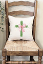 Pink Bow Boxwood Cross Decorative Pillow Cover - Wholesale Accessory Market