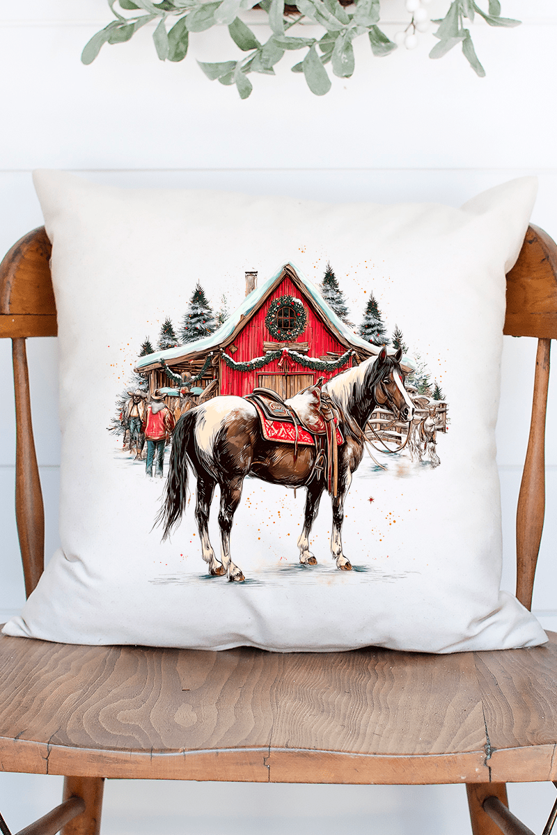 Snowy Stable Christmas Decorative Pillow Cover - Wholesale Accessory Market