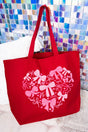 All The Bows Valentine Heart Canvas Jumbo Tote - Wholesale Accessory Market