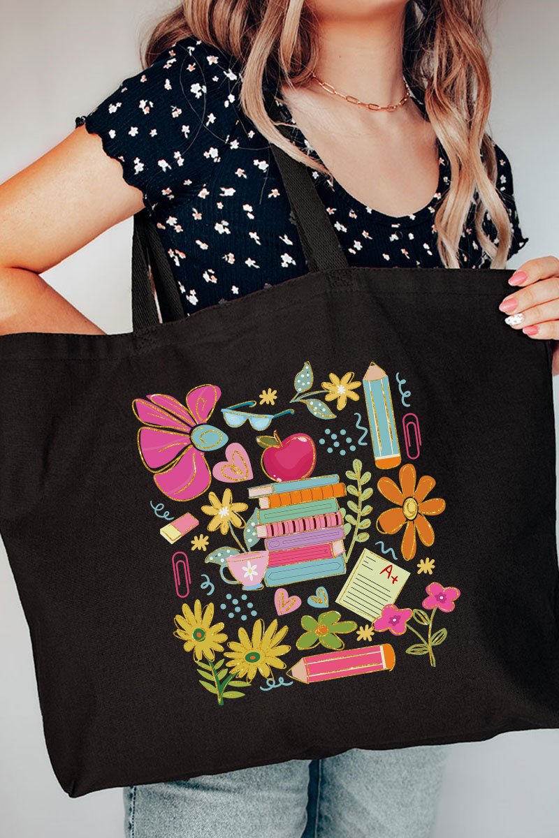 All Things Teacher Canvas Jumbo Tote - Wholesale Accessory Market