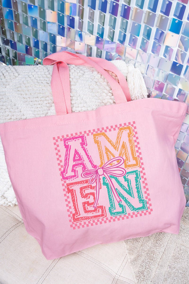 Amen In Color Canvas Jumbo Tote - Wholesale Accessory Market