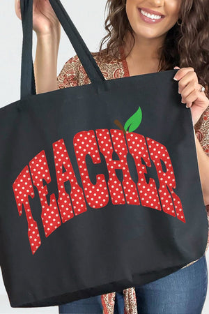 Apple Dot Teacher Canvas Jumbo Tote - Wholesale Accessory Market
