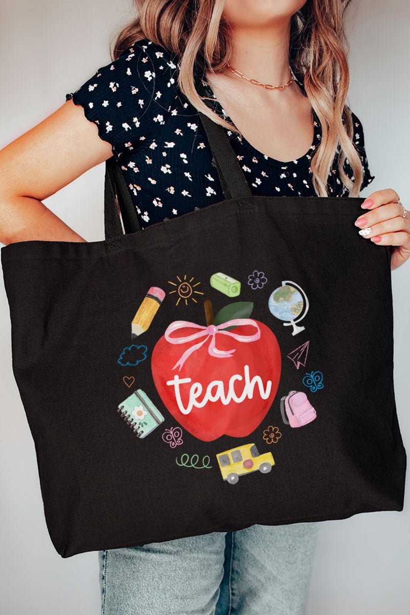 Apple Of My Eye Teacher Canvas Jumbo Tote - Wholesale Accessory Market