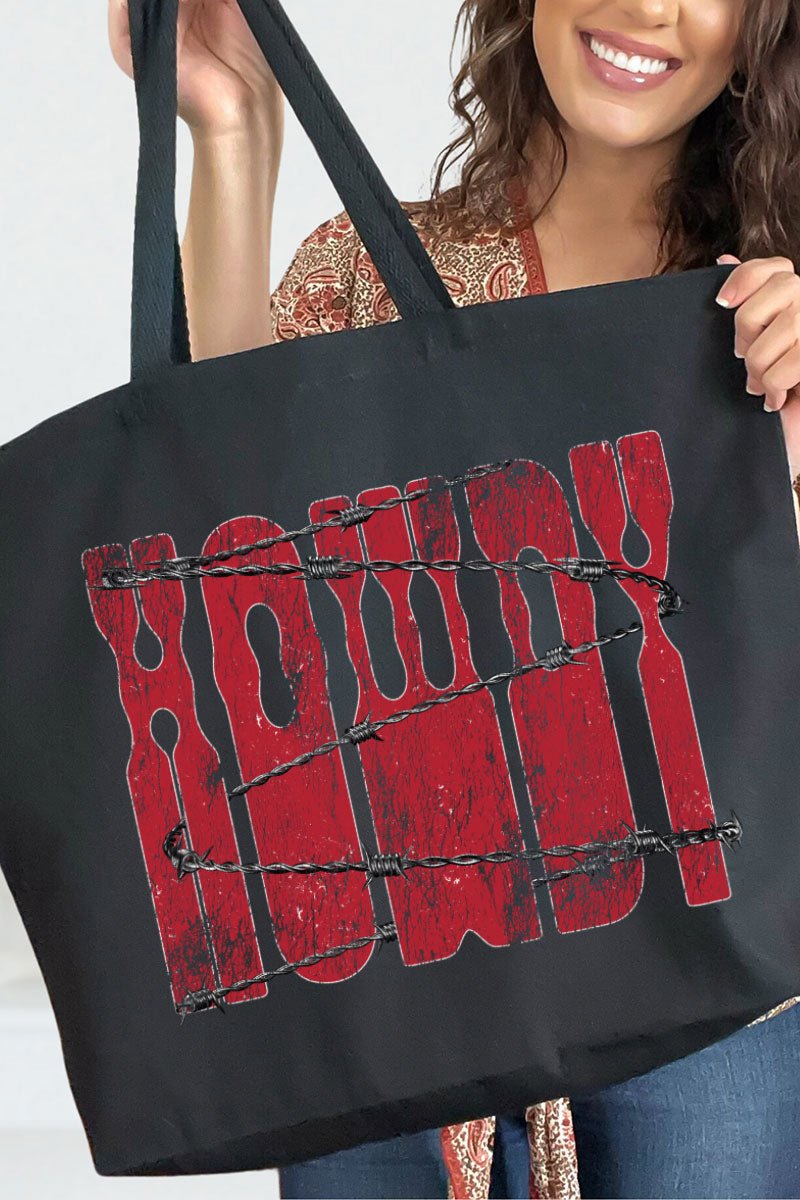 Barbed Wire Howdy Canvas Jumbo Tote - Wholesale Accessory Market