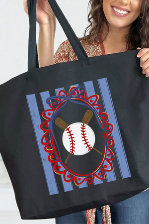 Baseball Stripes Canvas Jumbo Tote - Wholesale Accessory Market