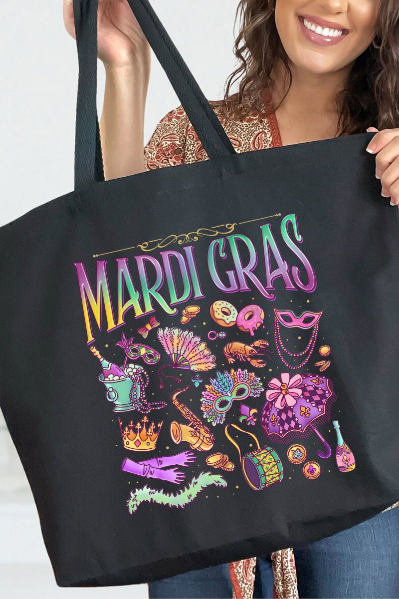 Beads, Bows, and Bourbon St Canvas Jumbo Tote - Wholesale Accessory Market