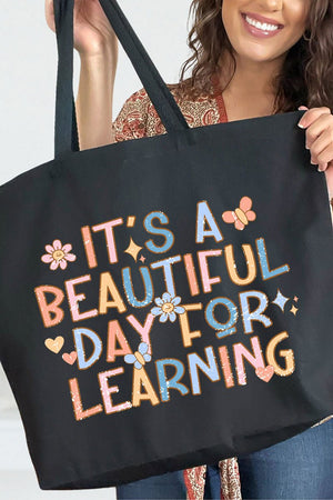 Beautiful Day For Learning Canvas Jumbo Tote - Wholesale Accessory Market