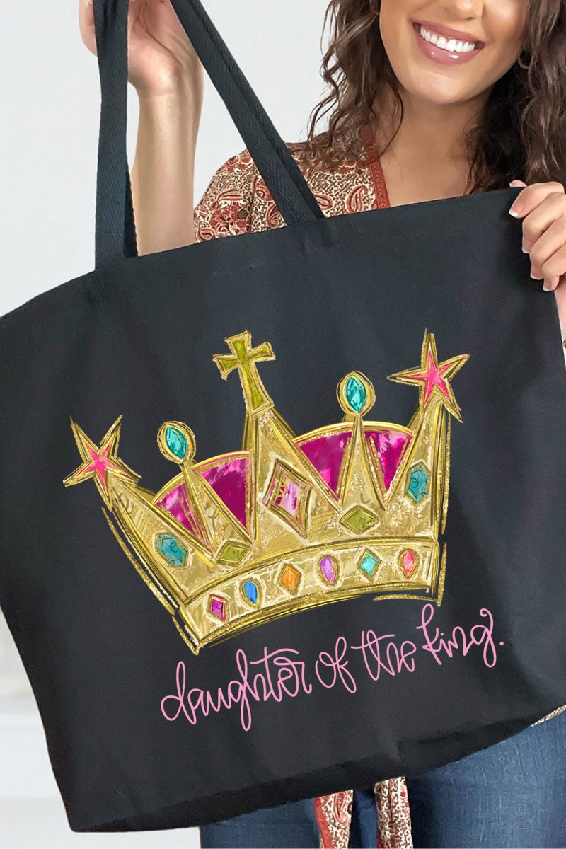 Bejeweled Daughter Of The King Canvas Jumbo Tote - Wholesale Accessory Market