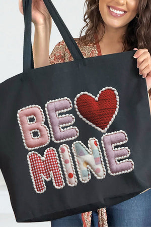 Be Mine Faux Yarn Canvas Jumbo Tote - Wholesale Accessory Market