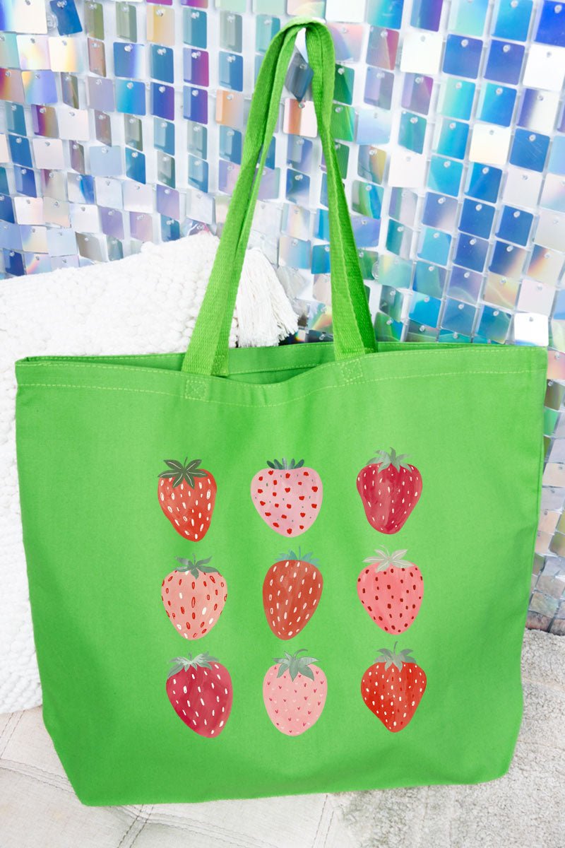 Berry Best Strawberries Canvas Jumbo Tote - Wholesale Accessory Market