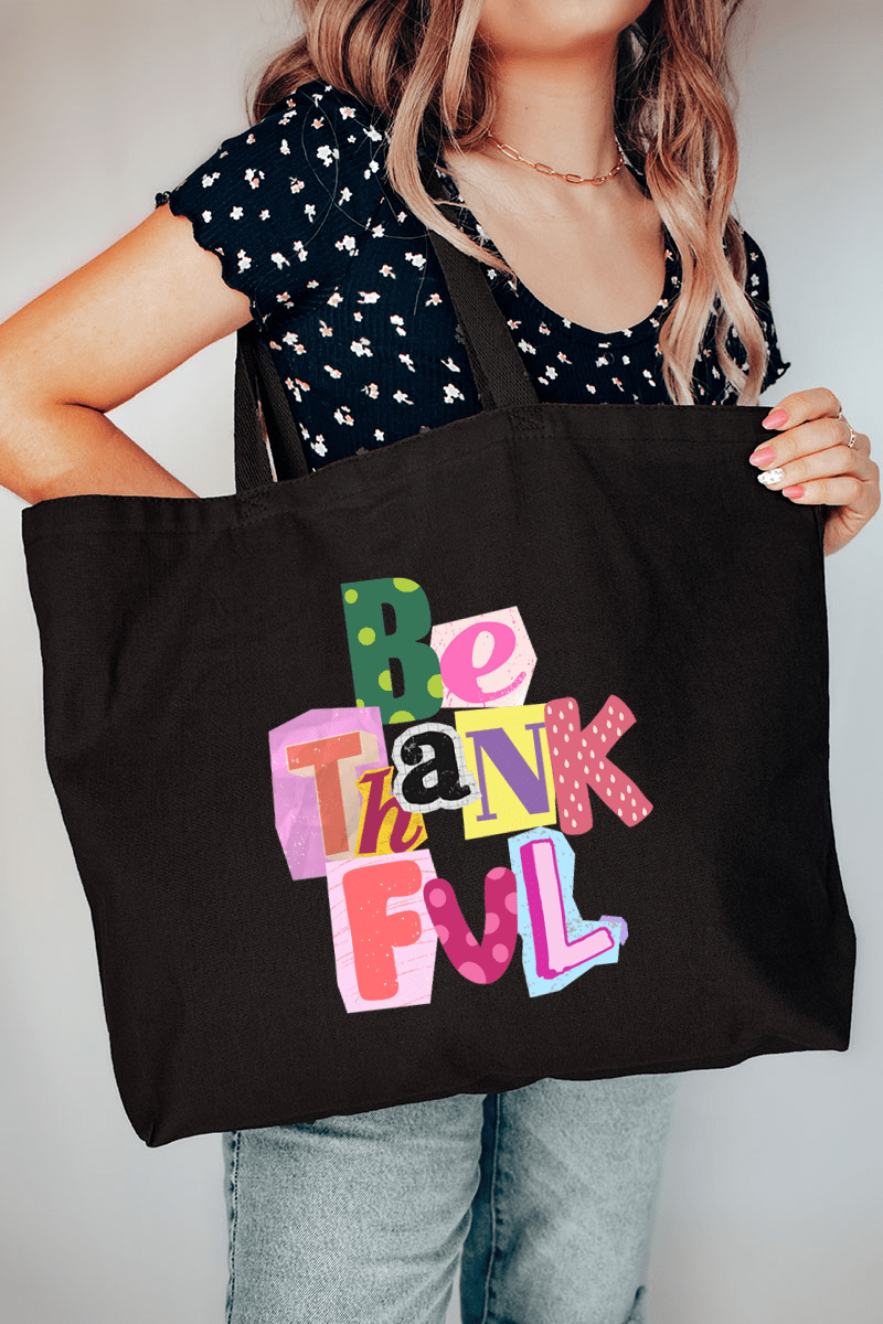 Bold Be Thankful Canvas Jumbo Tote - Wholesale Accessory Market