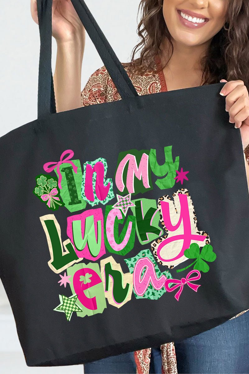 Bold In My Lucky Era Canvas Jumbo Tote - Wholesale Accessory Market