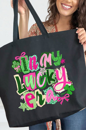 Bold In My Lucky Era Canvas Jumbo Tote - Wholesale Accessory Market