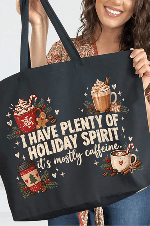Caffeinated Holiday Spirit Canvas Jumbo Tote - Wholesale Accessory Market