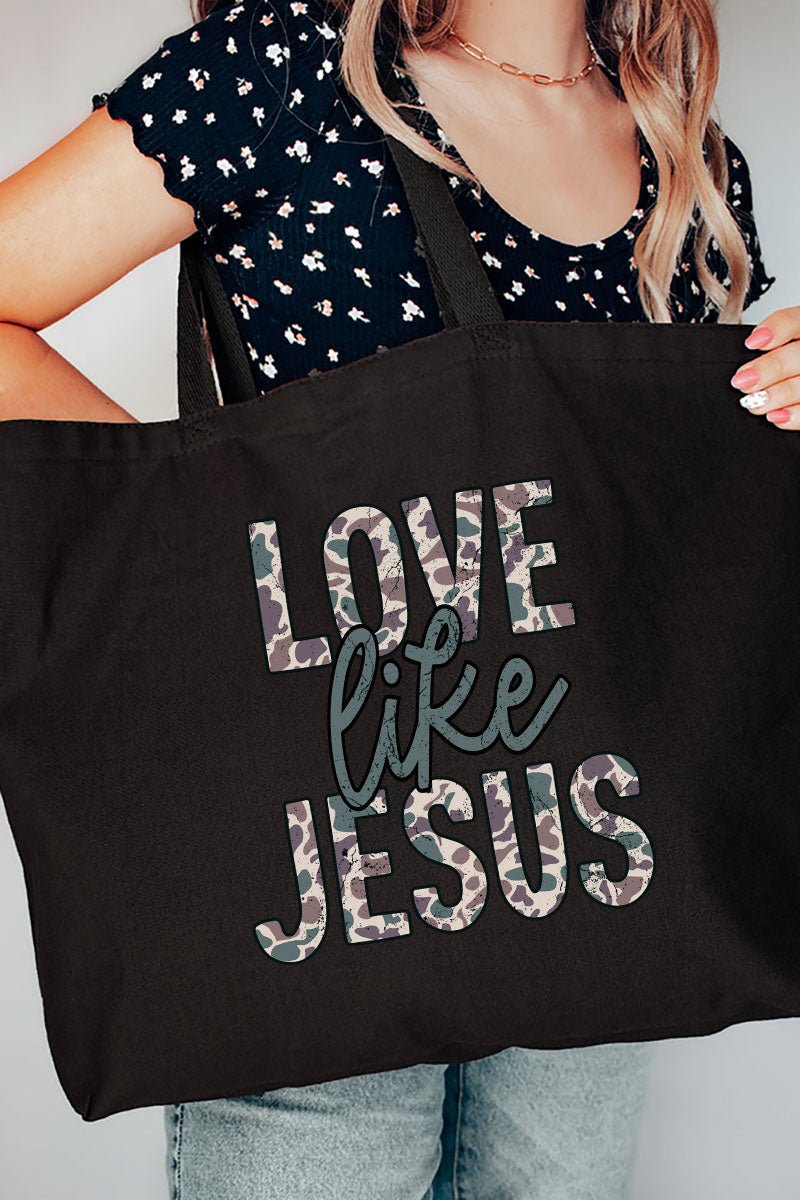 Camo Love Like Jesus Canvas Jumbo Tote - Wholesale Accessory Market