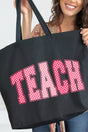 Checkered Teach Canvas Jumbo Tote - Wholesale Accessory Market