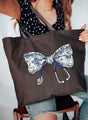 Chinoiserie Stethoscope Bow Canvas Jumbo Tote - Wholesale Accessory Market