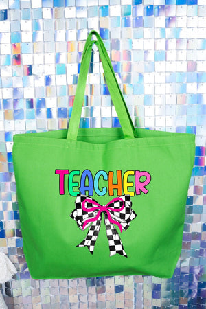 Colorful Teacher Ribbon Canvas Jumbo Tote - Wholesale Accessory Market