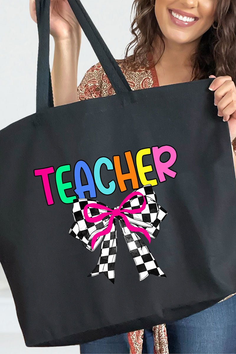 Colorful Teacher Ribbon Canvas Jumbo Tote - Wholesale Accessory Market