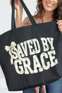 Coquette Cross Saved By Grace Canvas Jumbo Tote - Wholesale Accessory Market