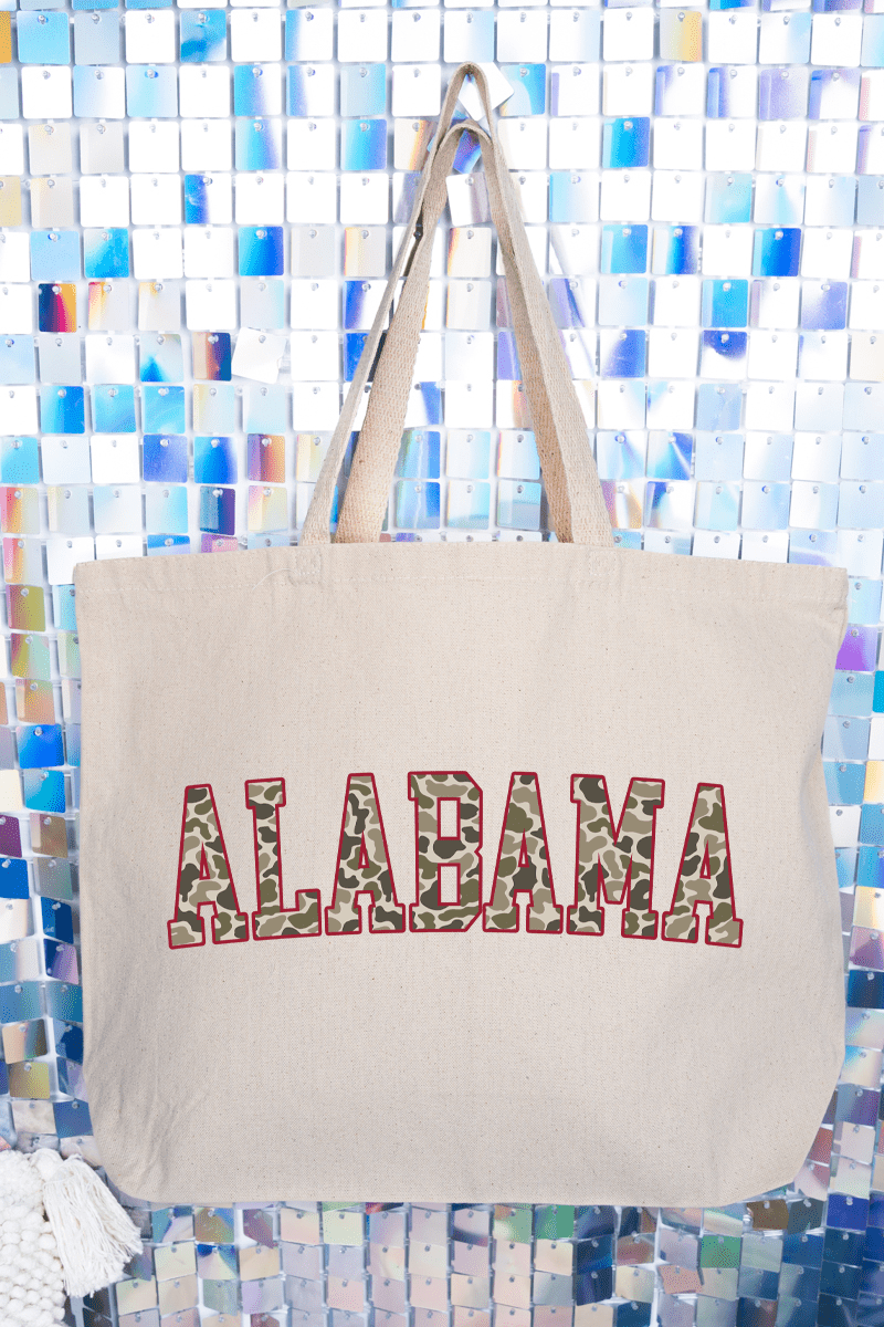 Crimson Alabama Camo Canvas Jumbo Tote - Wholesale Accessory Market
