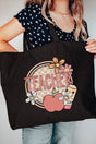 Cutesy Checkered Teacher Canvas Jumbo Tote - Wholesale Accessory Market