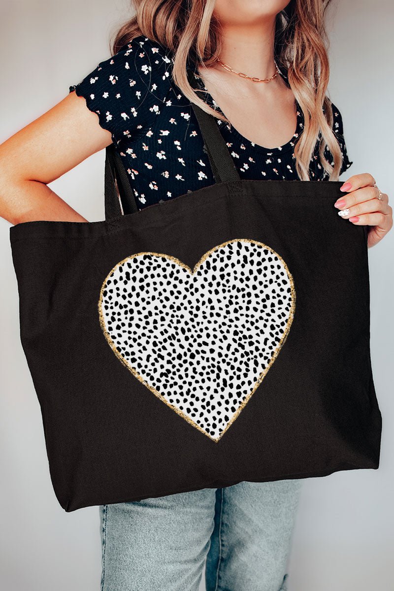 Dalmatian Dot Heart Canvas Jumbo Tote - Wholesale Accessory Market