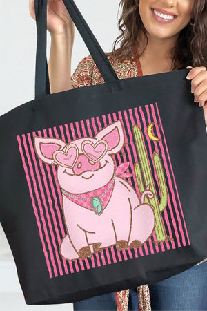 Desert Diva Piggy Canvas Jumbo Tote - Wholesale Accessory Market
