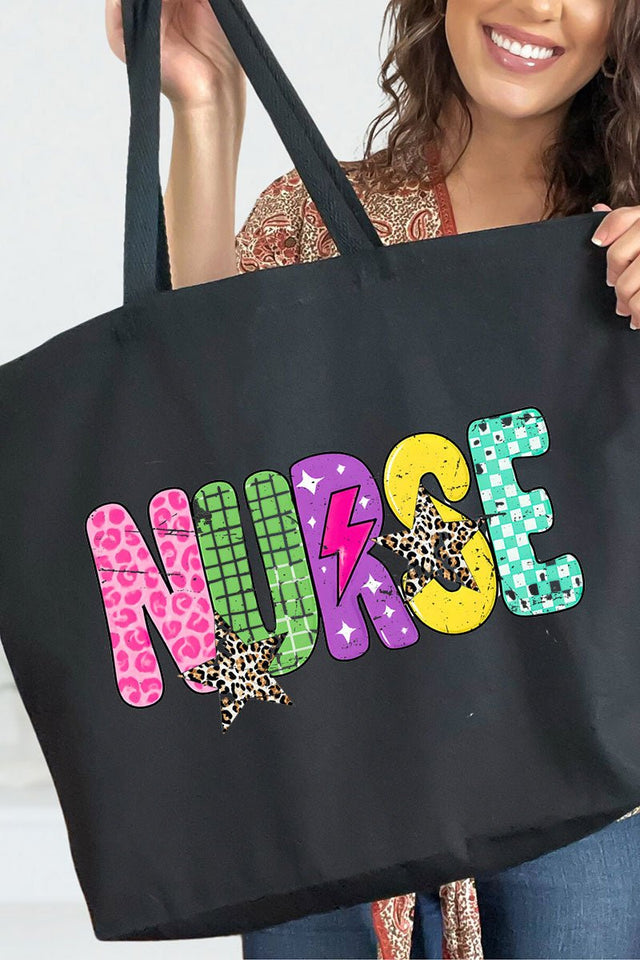 Distressed Retro Nurse Canvas Jumbo Tote - Wholesale Accessory Market