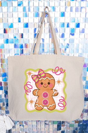 Doodle Gingerbread Canvas Jumbo Tote - Wholesale Accessory Market