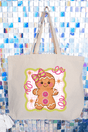 Doodle Gingerbread Canvas Jumbo Tote - Wholesale Accessory Market