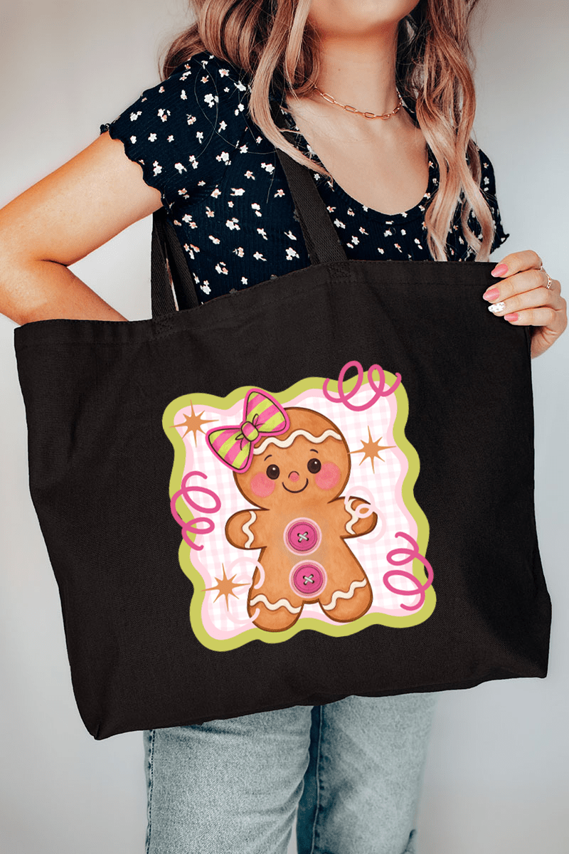 Doodle Gingerbread Canvas Jumbo Tote - Wholesale Accessory Market