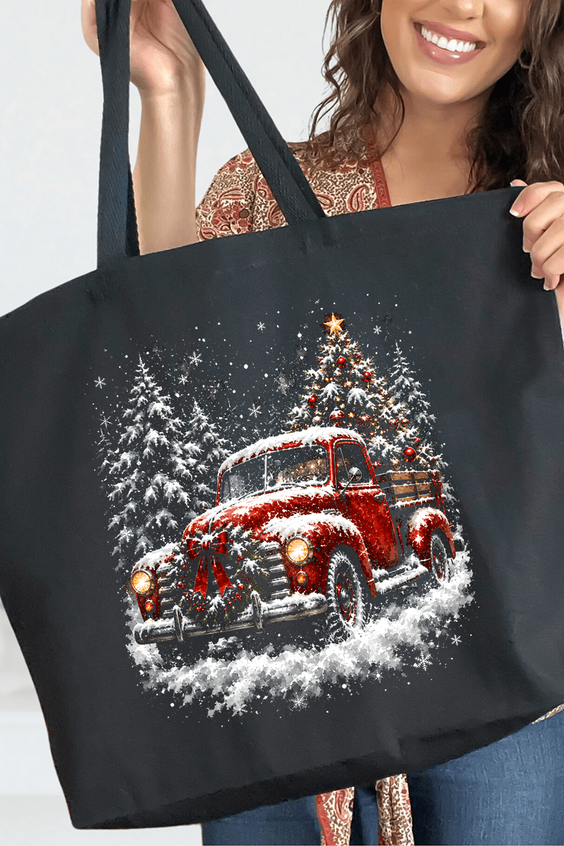 Evergreen Christmas Drive Canvas Jumbo Tote - Wholesale Accessory Market