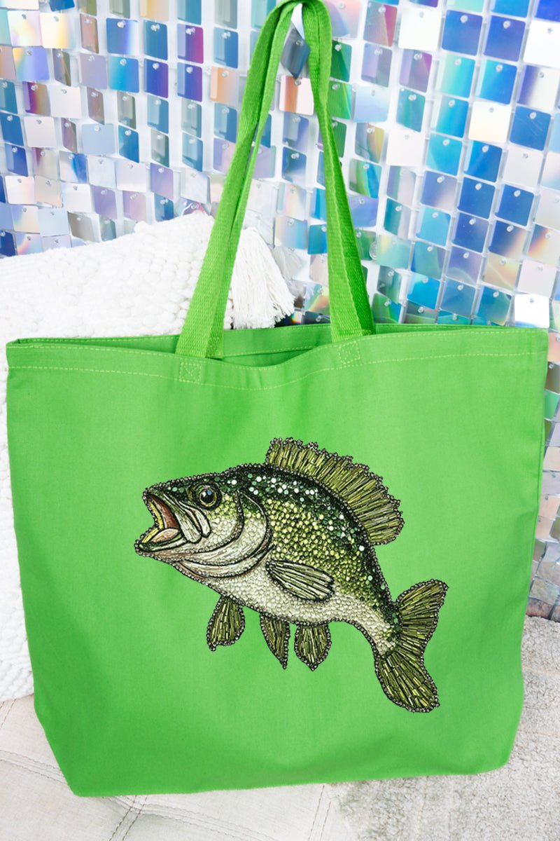 Faux Rhinestone Bass Canvas Jumbo Tote - Wholesale Accessory Market