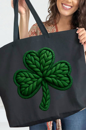 Faux Yarn Clover Canvas Jumbo Tote - Wholesale Accessory Market