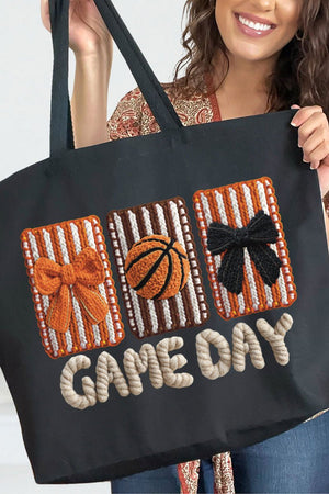 Faux Yarn Coquette Game Day Canvas Jumbo Tote - Wholesale Accessory Market