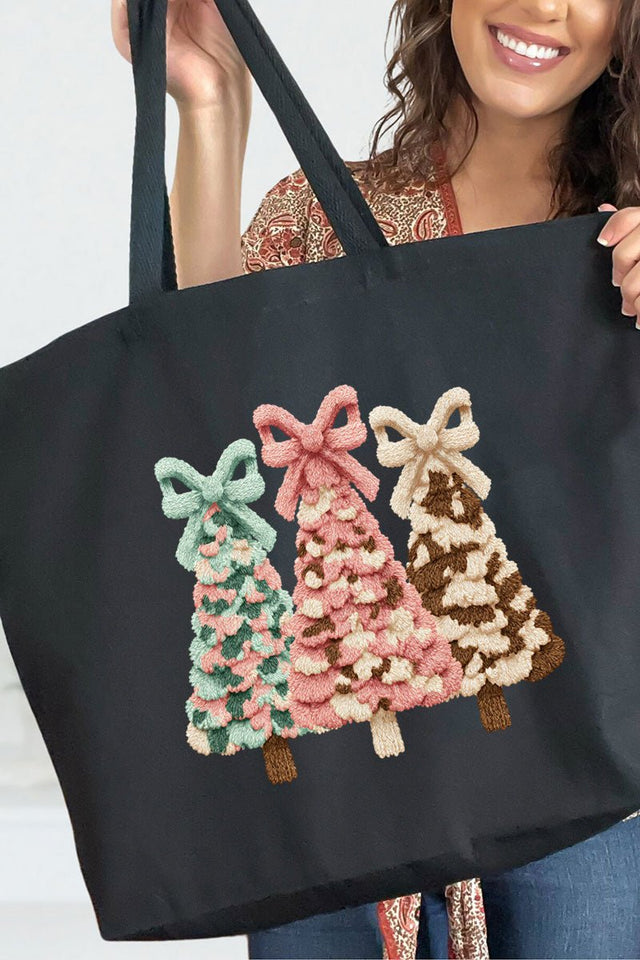 Faux Yarn Coquette Trio Canvas Jumbo Tote - Wholesale Accessory Market