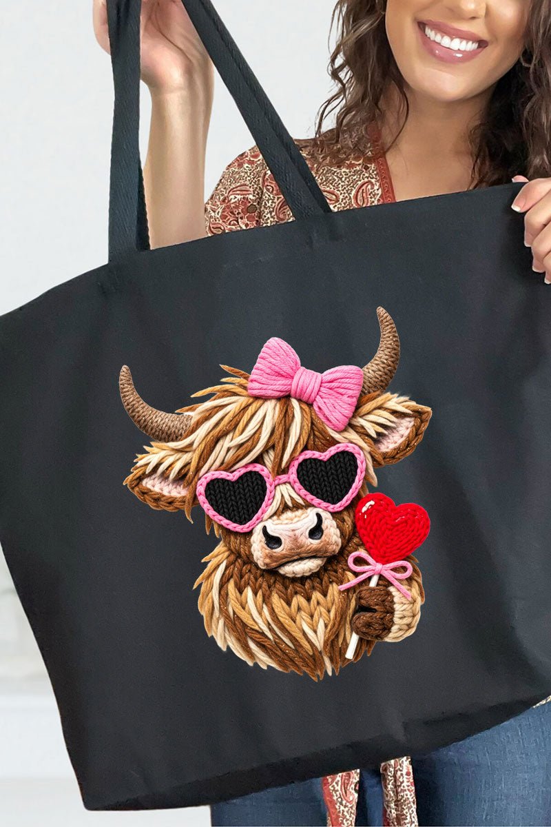 Faux Yarn Highland Romance Canvas Jumbo Tote - Wholesale Accessory Market