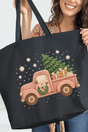 Faux Yarn Holly Jolly Haul Canvas Jumbo Tote - Wholesale Accessory Market