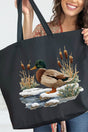 Faux Yarn Winter Mallard Canvas Jumbo Tote - Wholesale Accessory Market