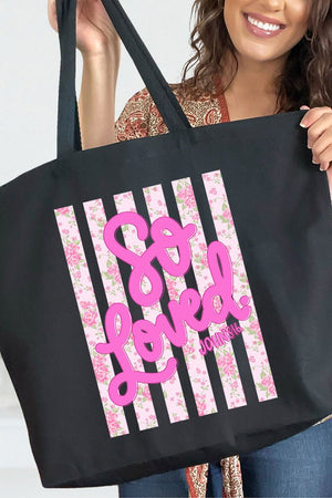 Floral So Loved Canvas Jumbo Tote - Wholesale Accessory Market