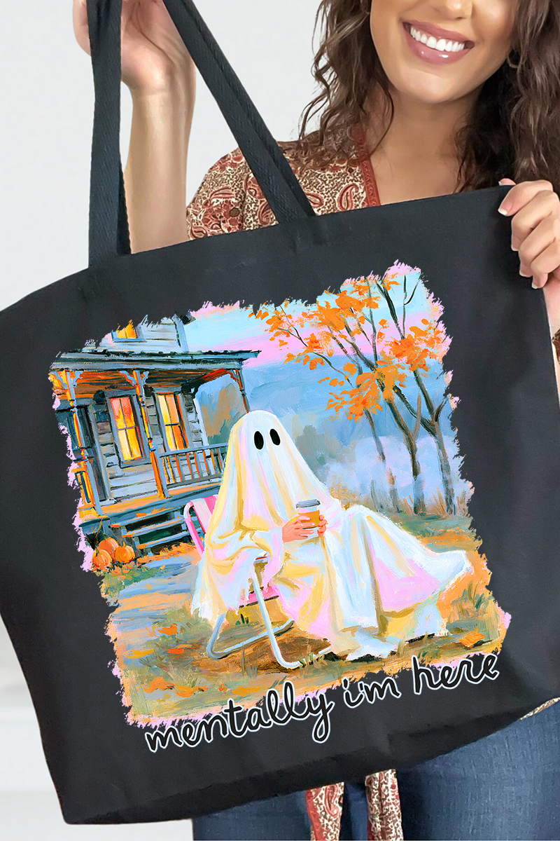 Ghost Mentally I'm Here Canvas Jumbo Tote - Wholesale Accessory Market