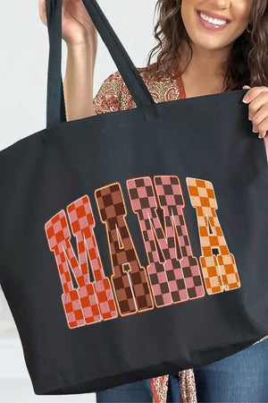 Girlie Check Mama Canvas Jumbo Tote - Wholesale Accessory Market